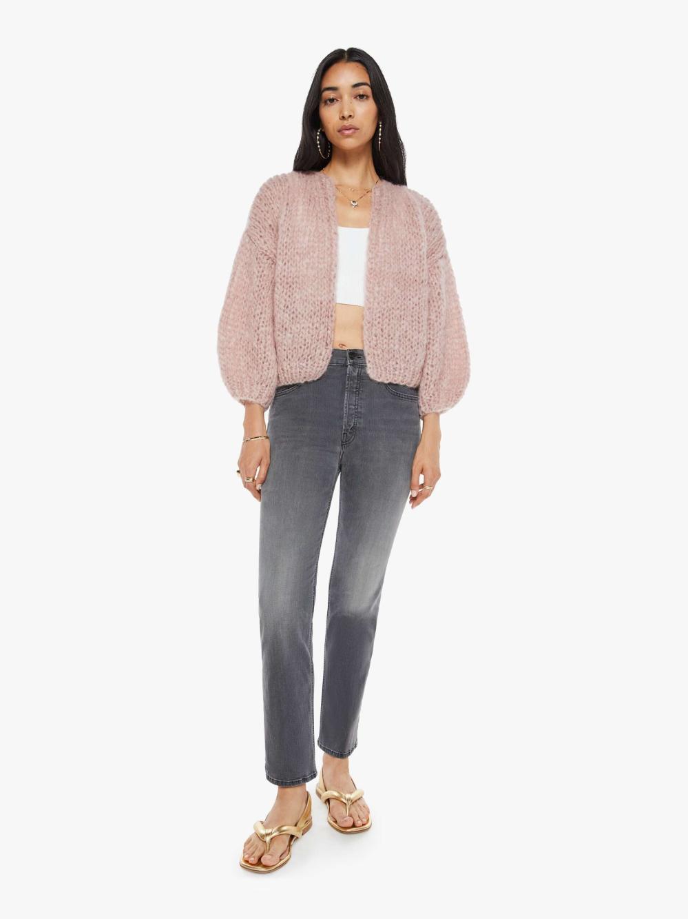 Women Sweaters | Mother Denim Maiami Mohair Bomber Cardigan - Antique Pink