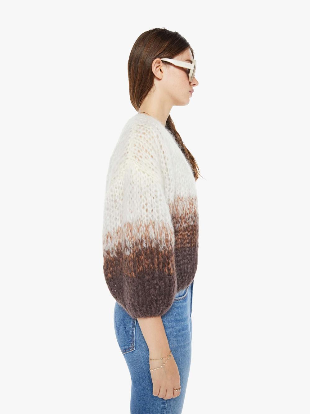 Women Sweaters | Mother Denim Maiami Mohair Bomber Cardigan - Brown Creme