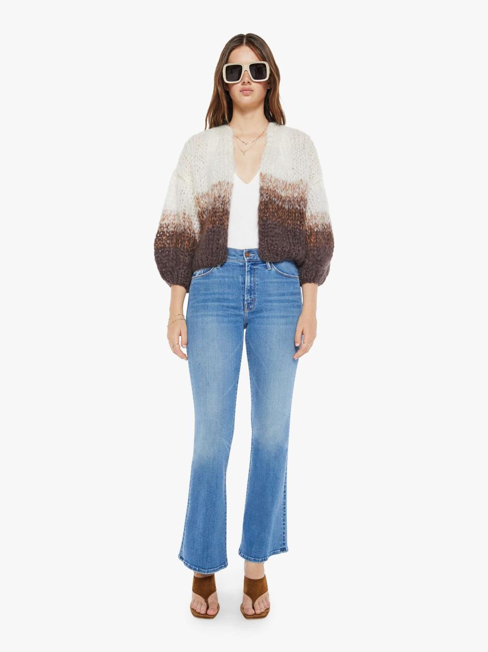 Women Sweaters | Mother Denim Maiami Mohair Bomber Cardigan - Brown Creme