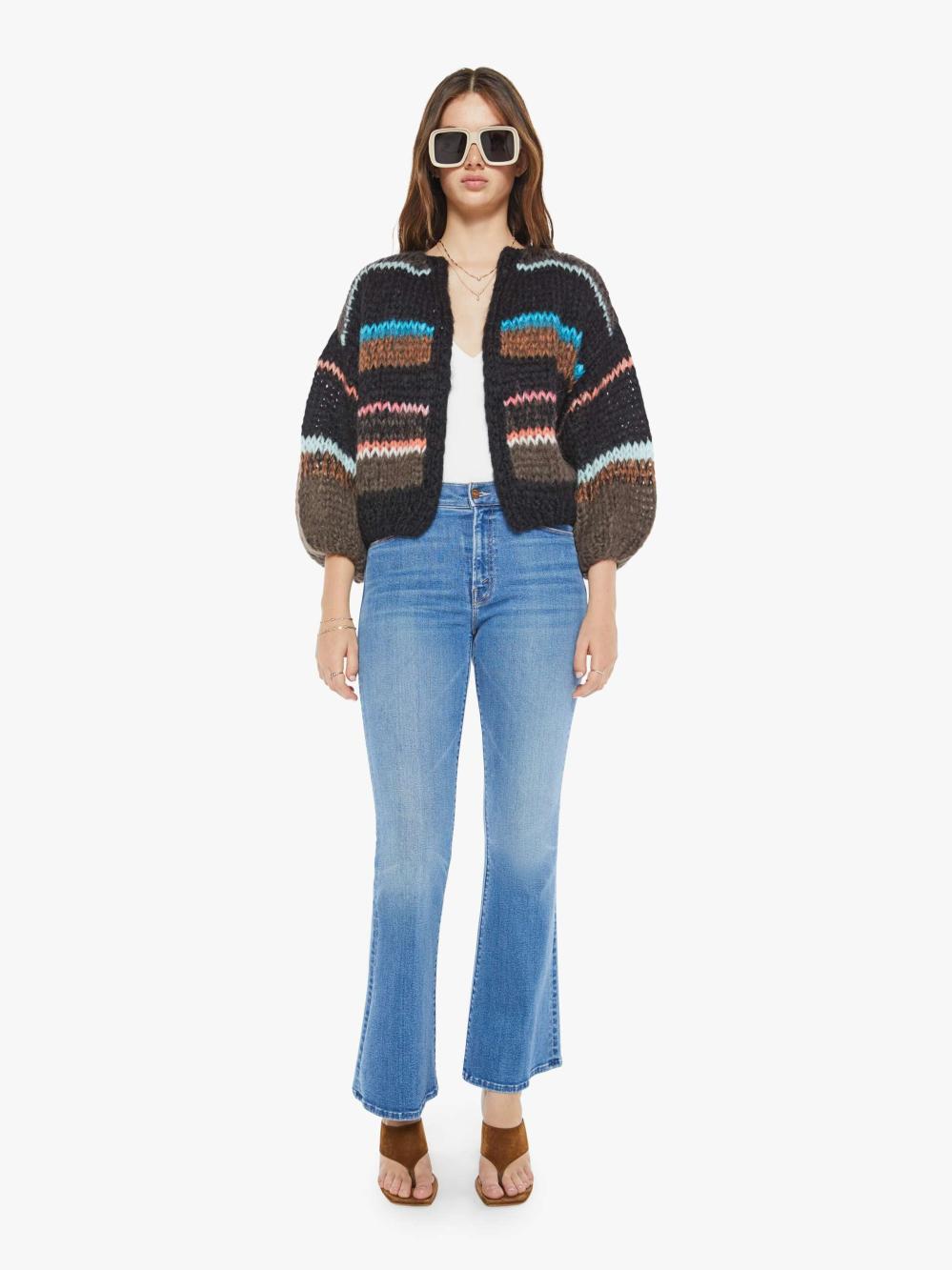 Women Sweaters | Mother Denim Maiami Stripes Galore Bomber Cardigan - Chocolate