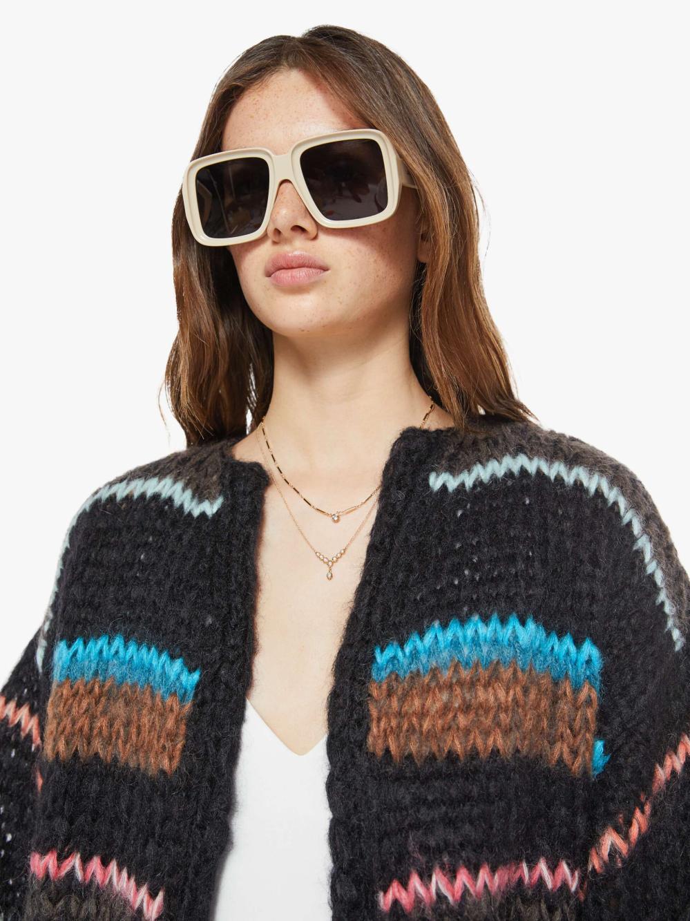 Women Sweaters | Mother Denim Maiami Stripes Galore Bomber Cardigan - Chocolate