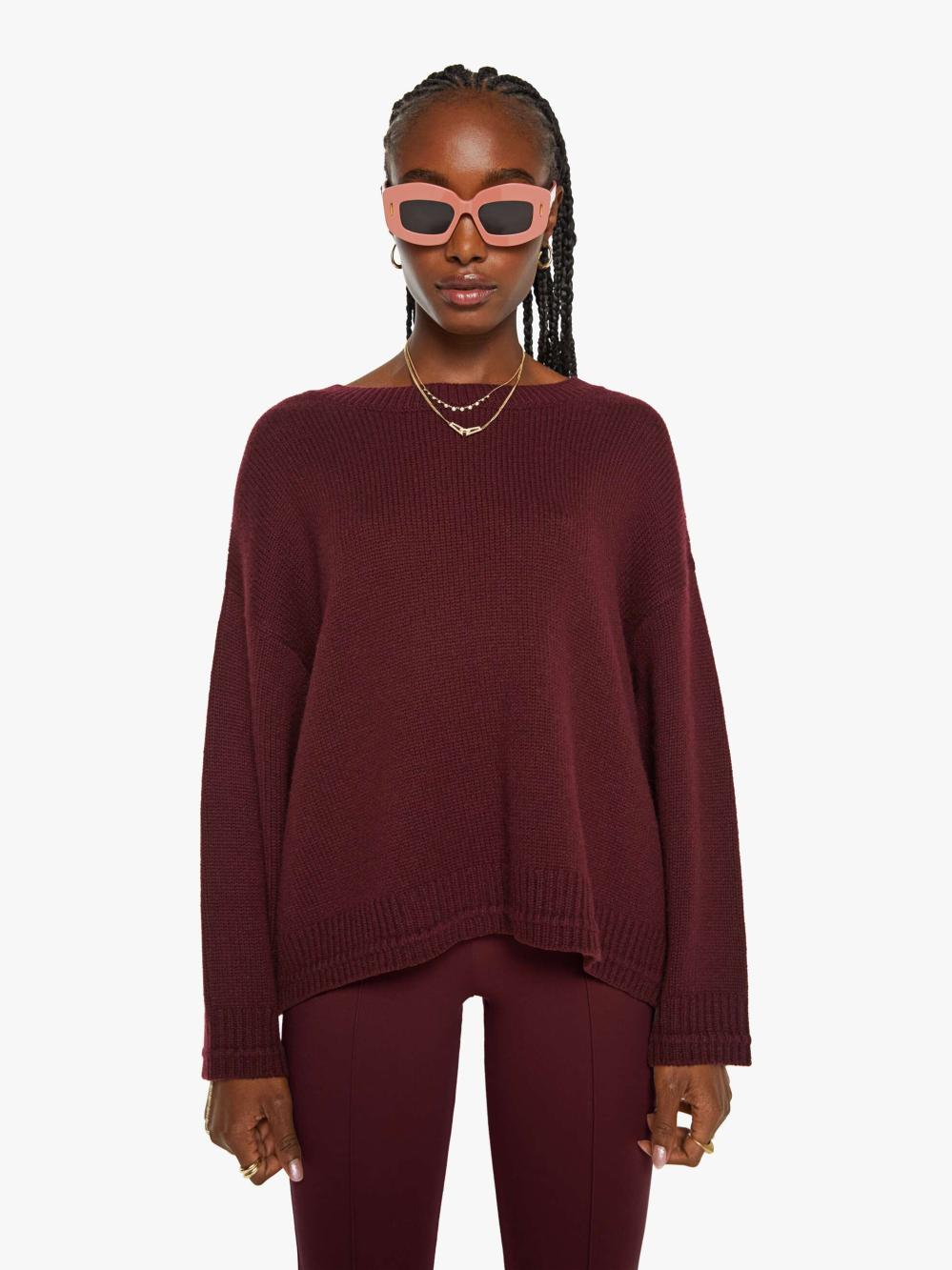 Women Sweaters | Mother Denim SABLYN Alston Boyfriend Crewneck - Bordeaux