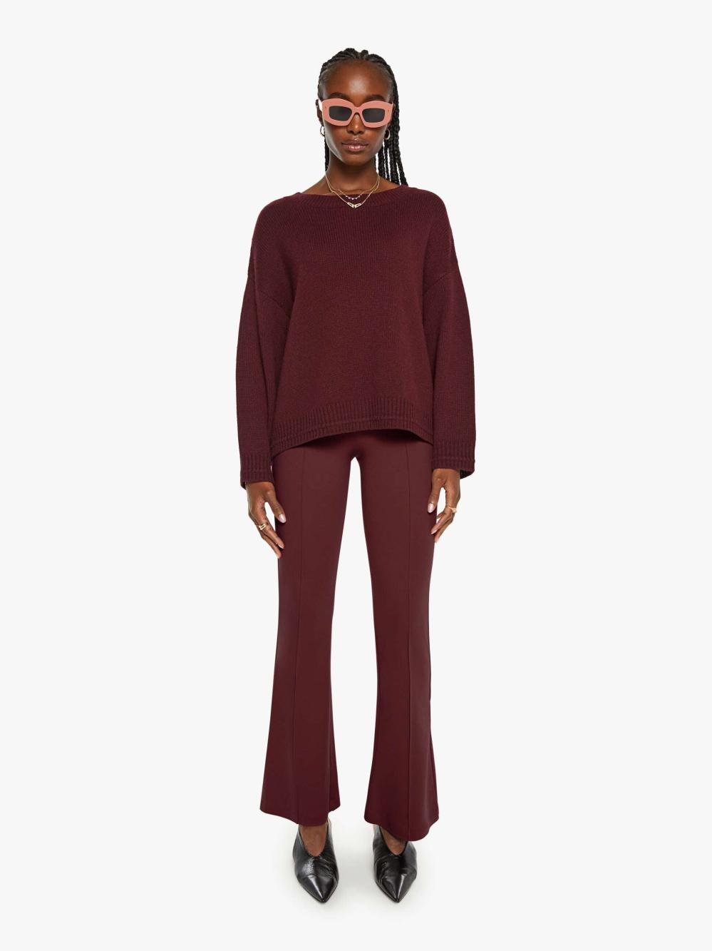 Women Sweaters | Mother Denim SABLYN Alston Boyfriend Crewneck - Bordeaux
