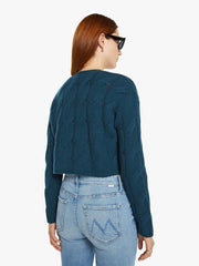 Women Sweaters | Mother Denim SABLYN Jolie V-Neck Cropped Cable Cardigan - Compass