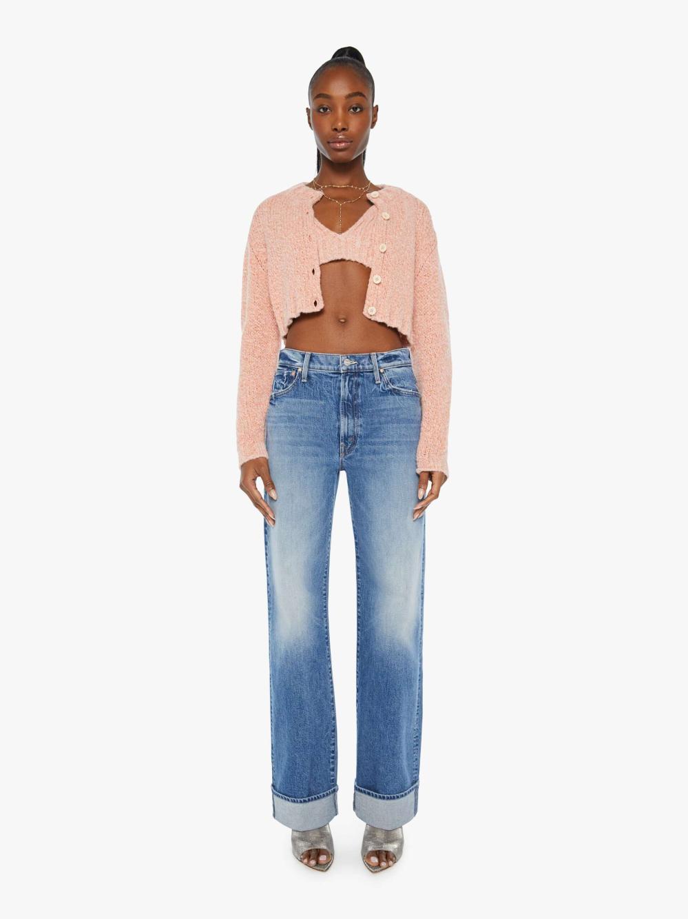 Women Sweaters | Mother Denim The Crop Cardigan - Peach Fuzz