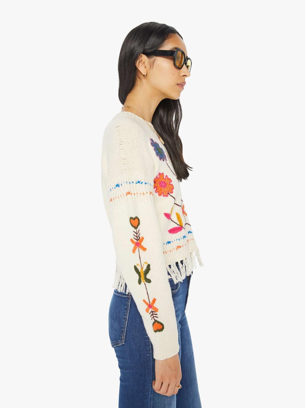 Women Sweaters | Mother Denim The Itsy Jumper Fringe - Little Trinket