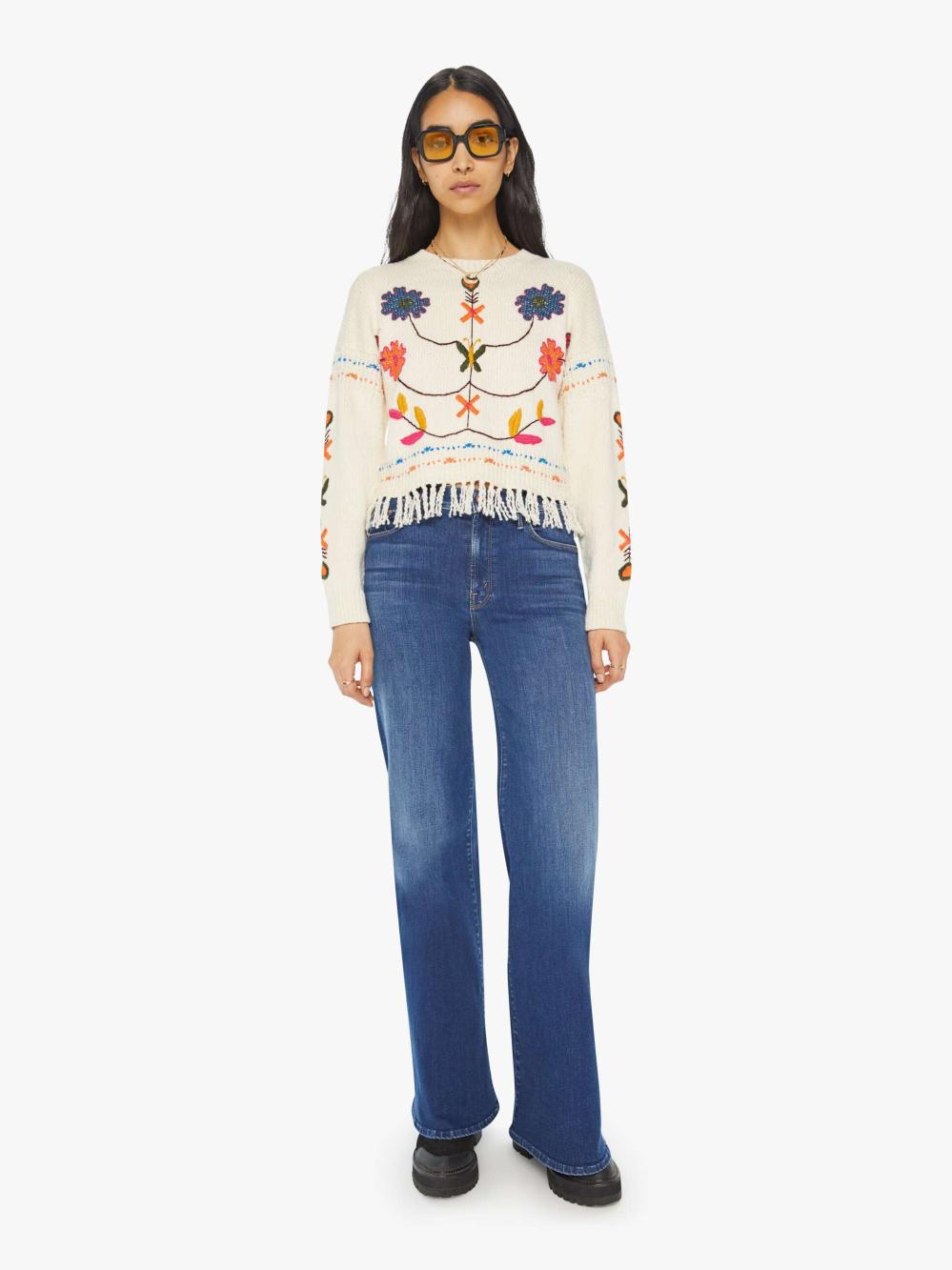 Women Sweaters | Mother Denim The Itsy Jumper Fringe - Little Trinket