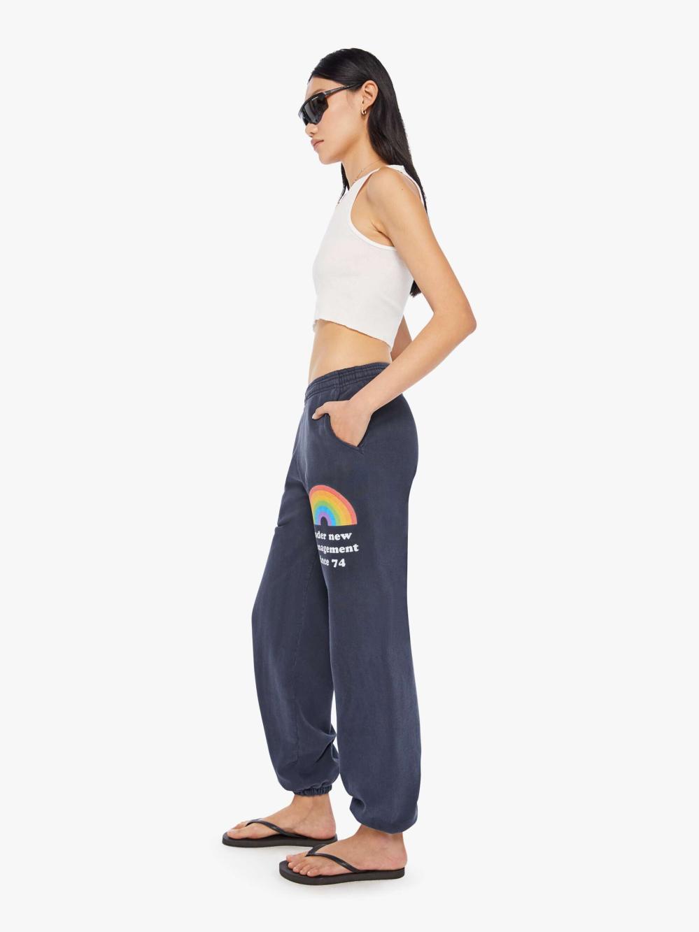 Women Sweatpants | Mother Denim Cloney Rainbow Management Sweatpants - Navy