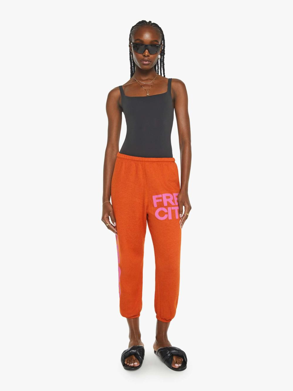 Women Sweatpants | Mother Denim FREECITY Circa99 Og Lets Go Fluff Sweats - Orange Plant