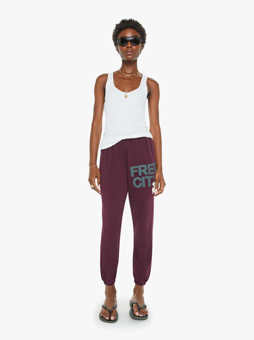 Women Sweatpants | Mother Denim FREECITY Large Sweatpant - Eggplant