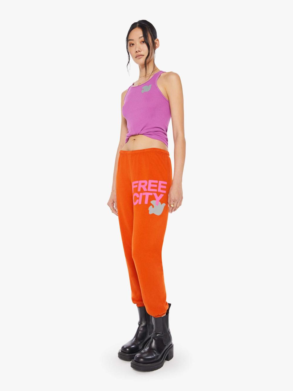 Women Sweatpants | Mother Denim FREECITY LARGE SWEATPANT ORANGE PLANT