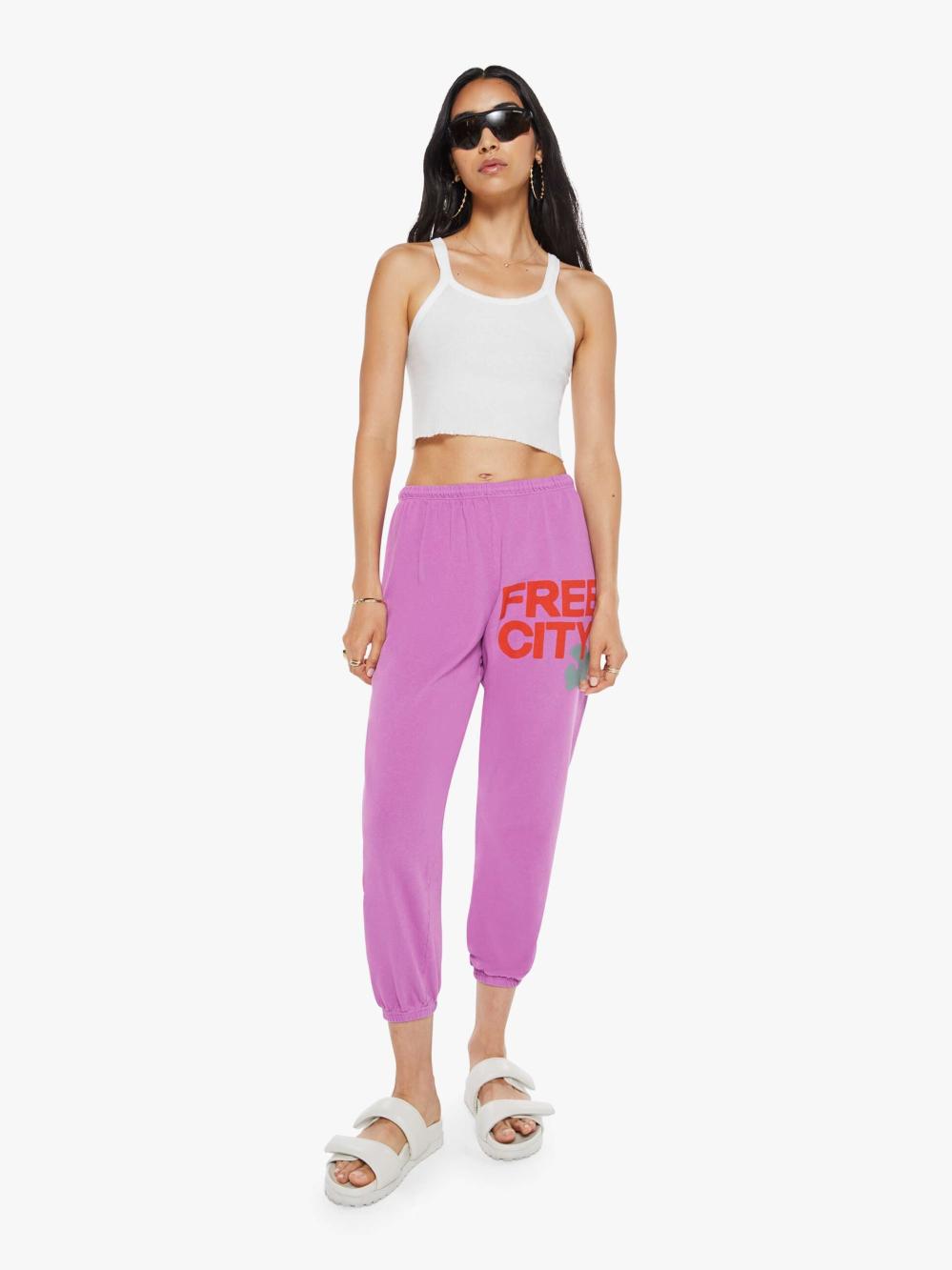 Women Sweatpants | Mother Denim FREECITY Large Sweatpant - Pinkjuice Silver