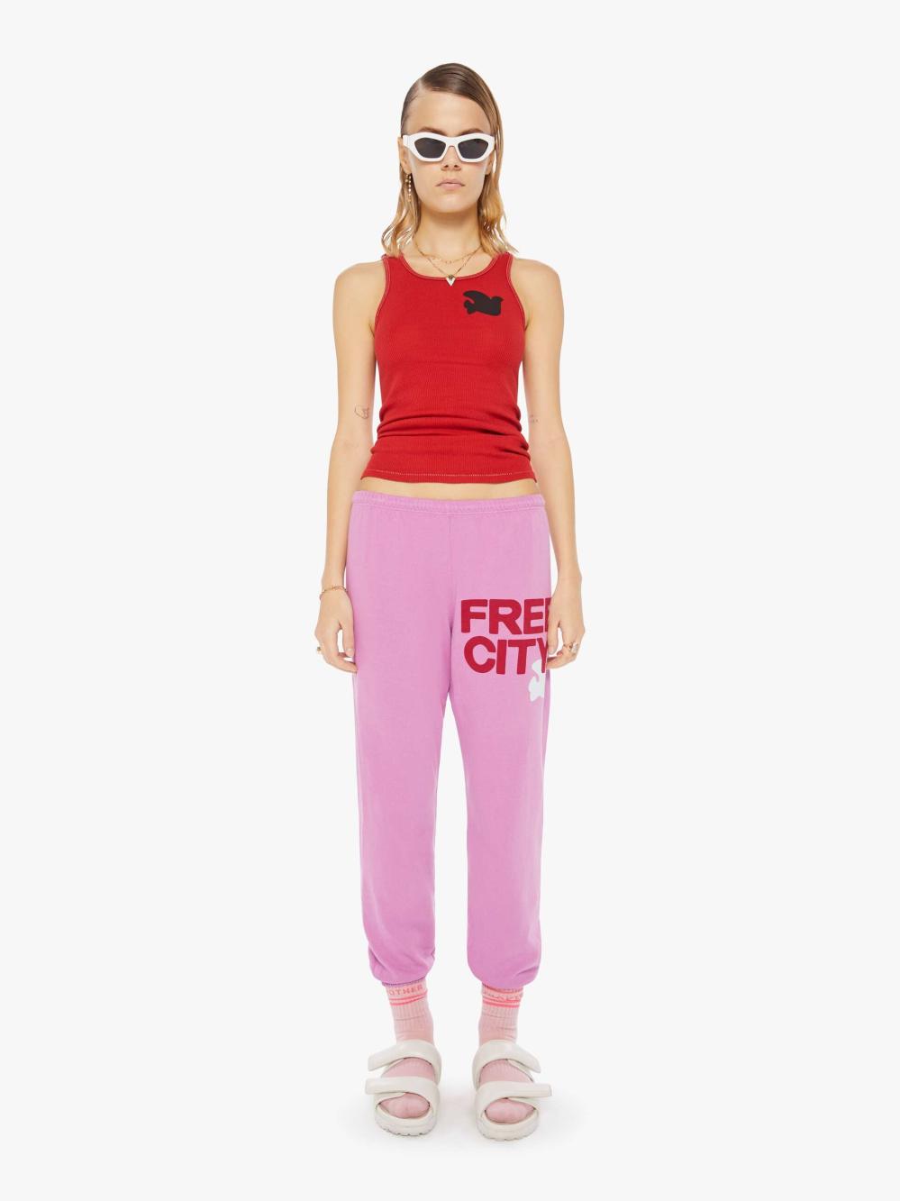 Women Sweatpants | Mother Denim FREECITY LARGE SWEATPANT PINKLIPS CHERRY
