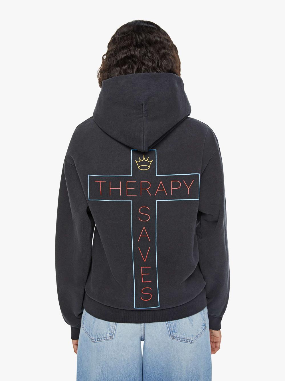 Women Sweatshirts | Mother Denim Cloney Therapy Pull Over Hoodie - Black