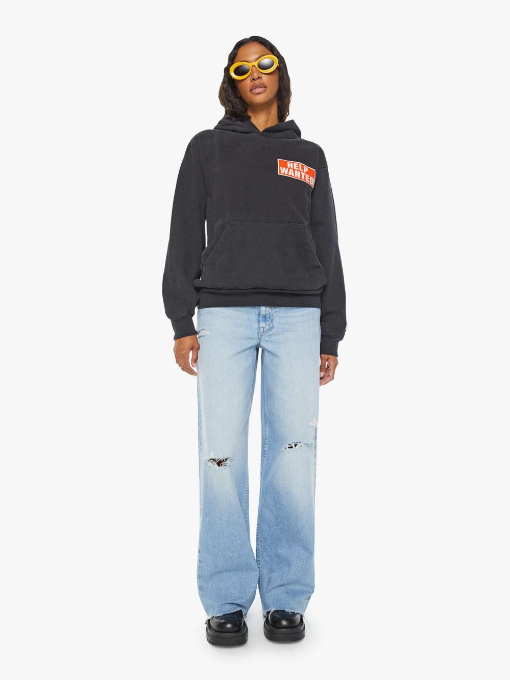 Women Sweatshirts | Mother Denim Cloney Therapy Pull Over Hoodie - Black