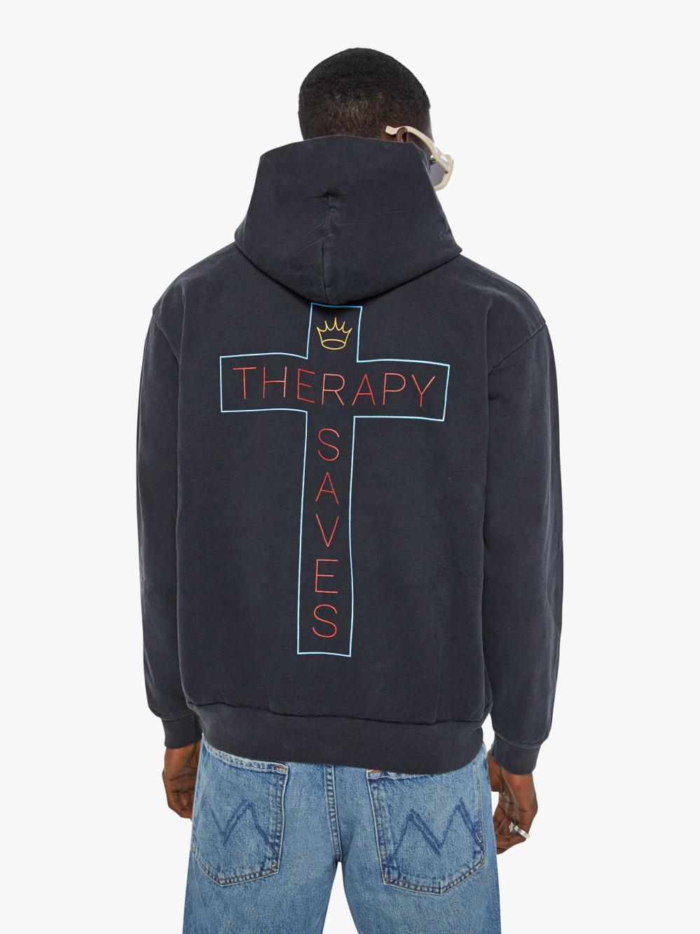 Women Sweatshirts | Mother Denim Cloney Therapy Pull Over Hoodie - Black