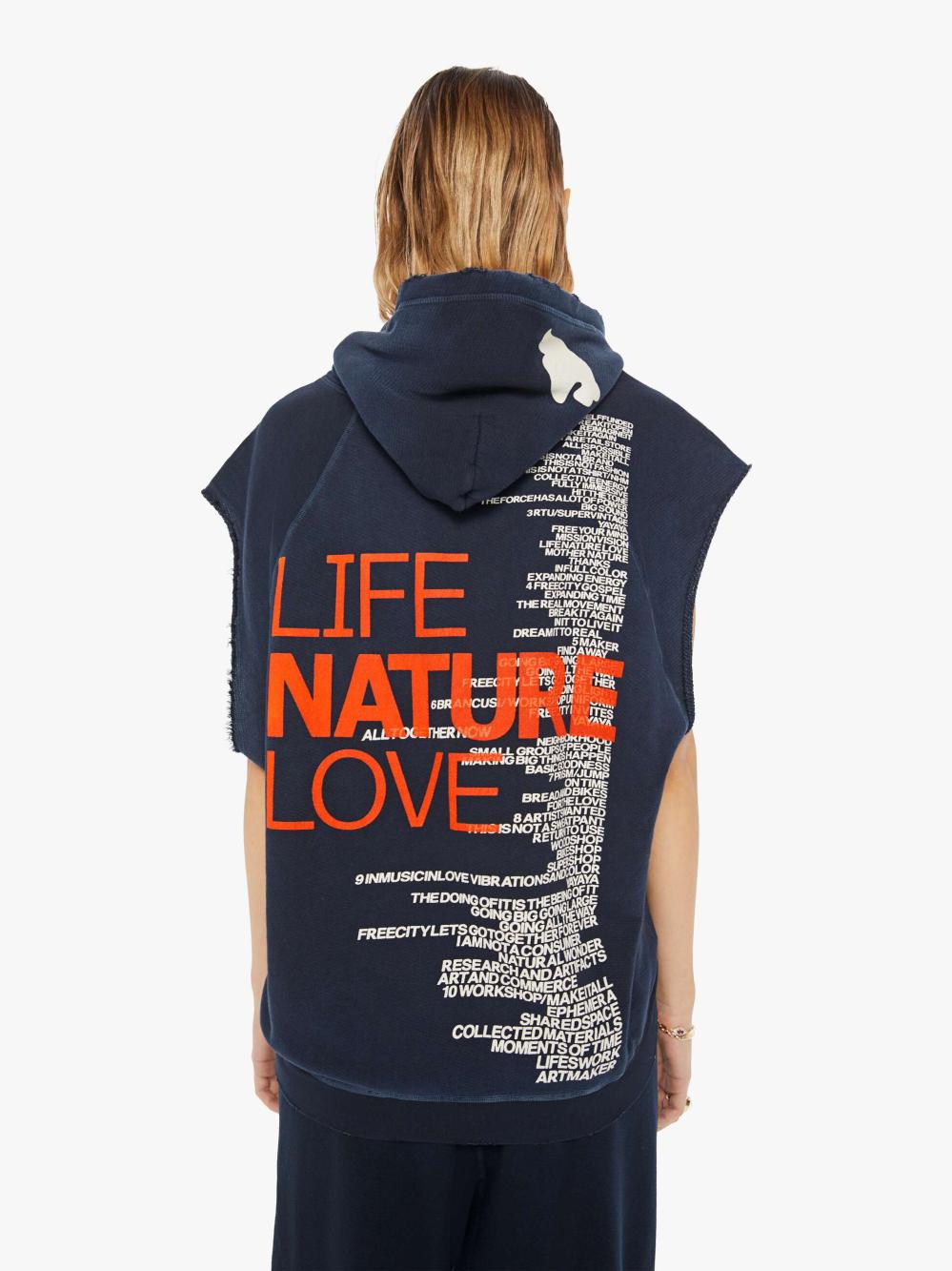 Women Sweatshirts | Mother Denim FREECITY LNL WORDY SUPERYUMM CUTOFF HOODIE SQUIDSINK