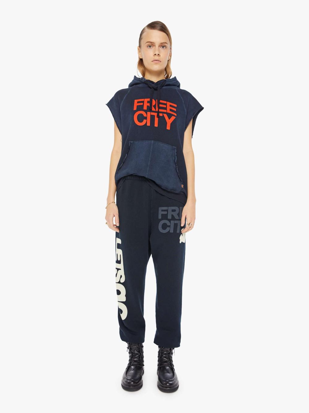 Women Sweatshirts | Mother Denim FREECITY LNL WORDY SUPERYUMM CUTOFF HOODIE SQUIDSINK