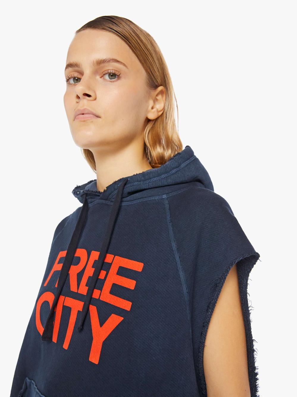 Women Sweatshirts | Mother Denim FREECITY LNL WORDY SUPERYUMM CUTOFF HOODIE SQUIDSINK