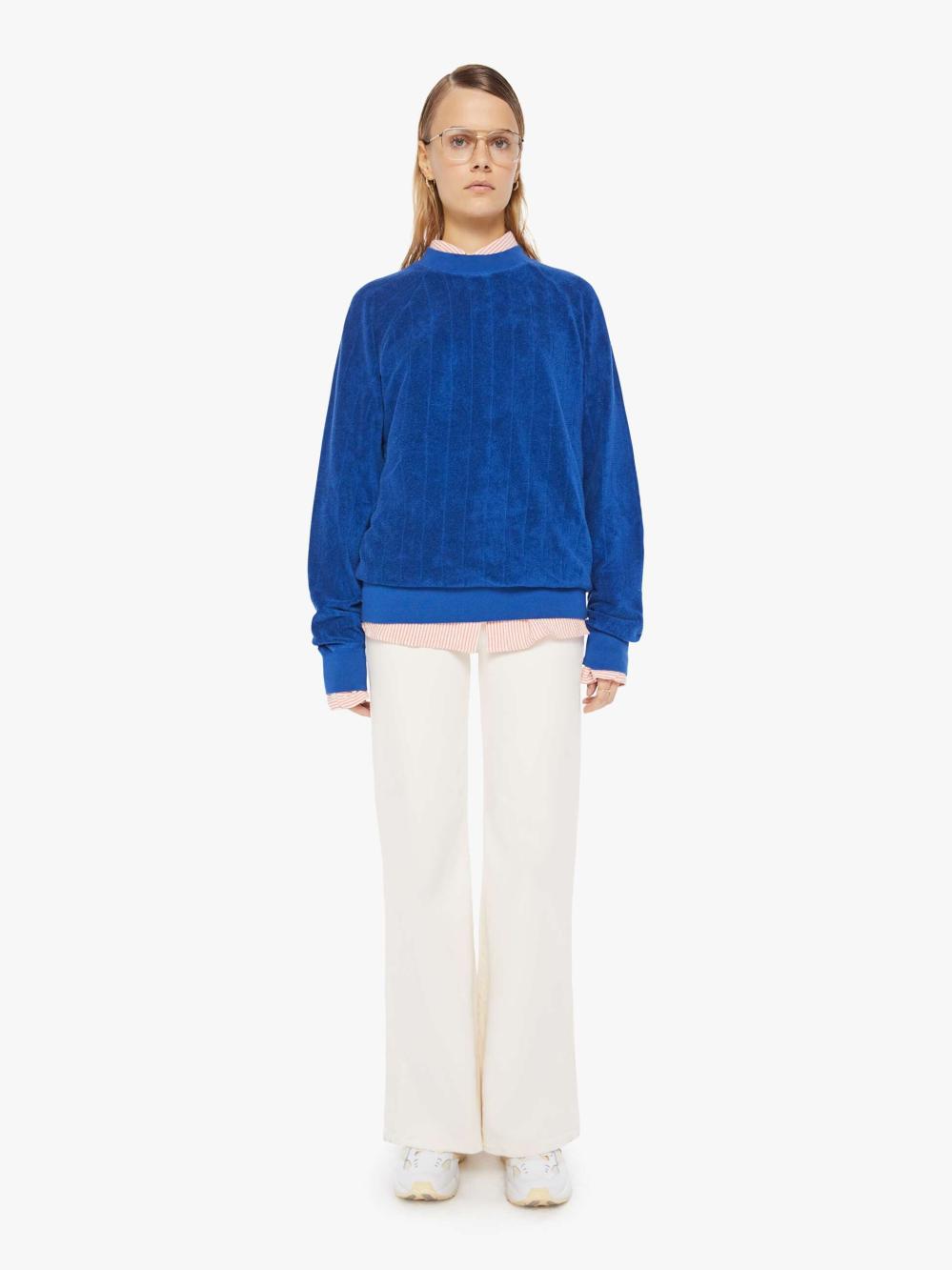 Women Sweatshirts | Mother Denim LA PAZ CUNHA RIBBED SWEATSHIRT BLUE