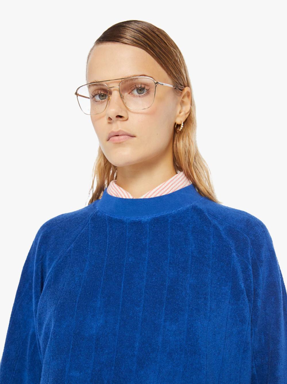 Women Sweatshirts | Mother Denim LA PAZ CUNHA RIBBED SWEATSHIRT BLUE