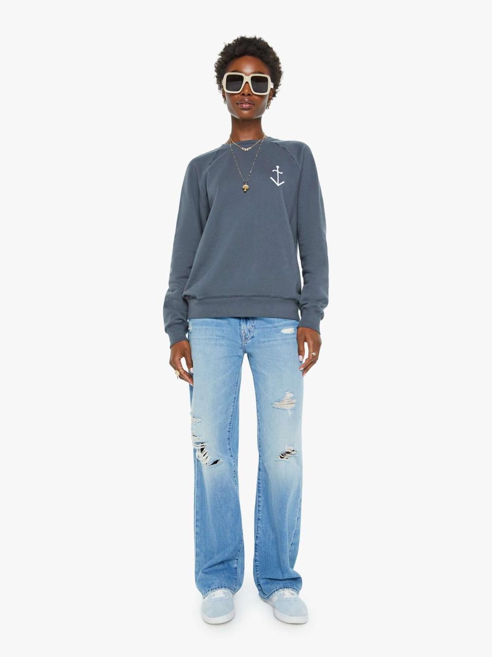 Women Sweatshirts | Mother Denim La Paz Cunha Sweatshirt - Black Sand