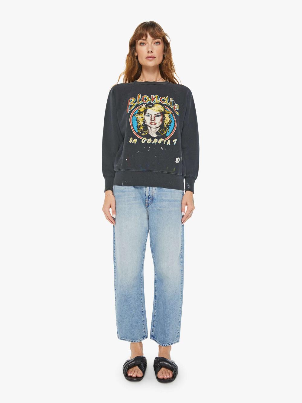 Women Sweatshirts | Mother Denim MadeWorn Blondie Shrunken Sweatshirt - Coal