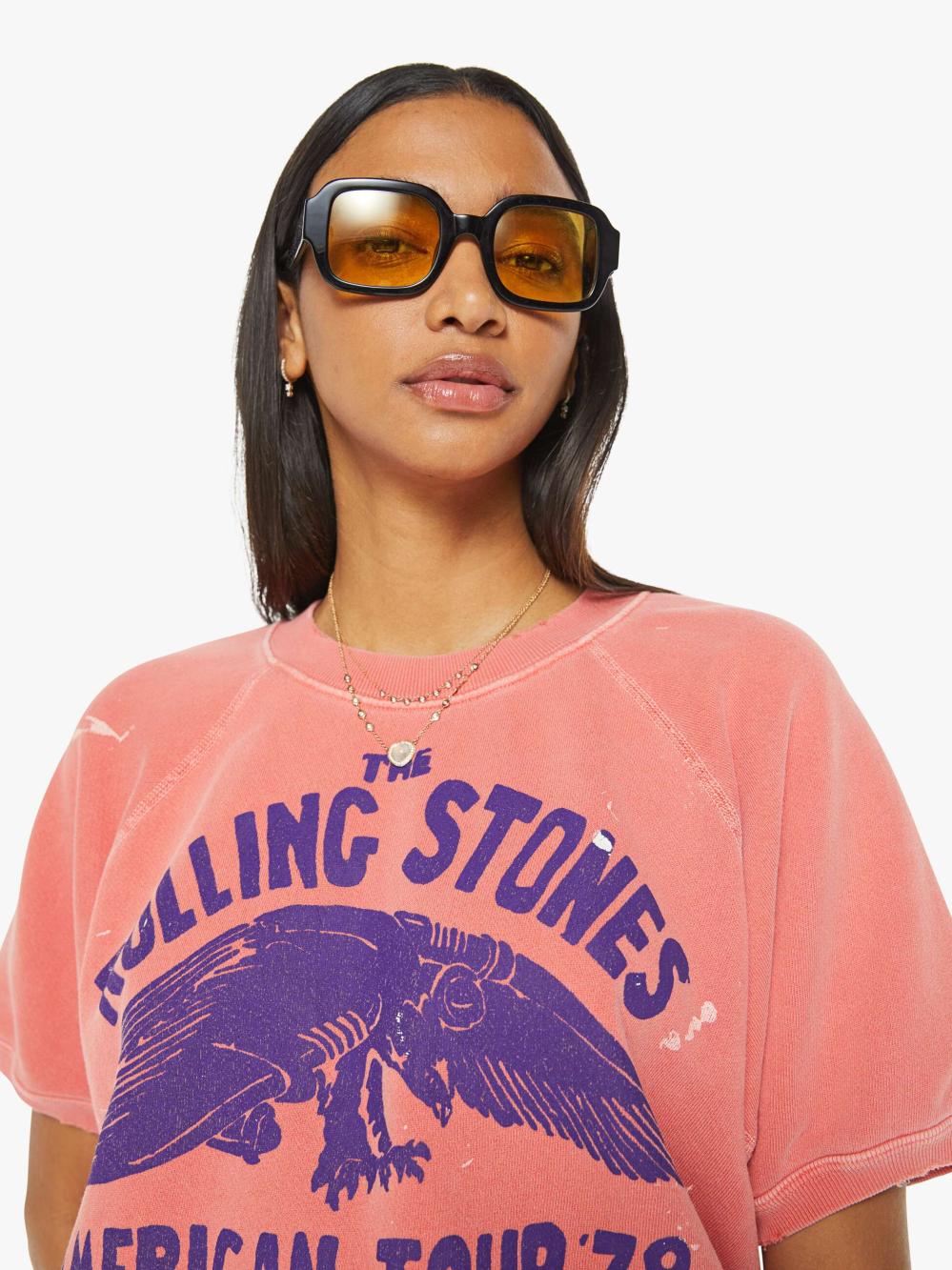 Women Sweatshirts | Mother Denim MadeWorn Rolling Stones S/S Sweatshirt - Cherry