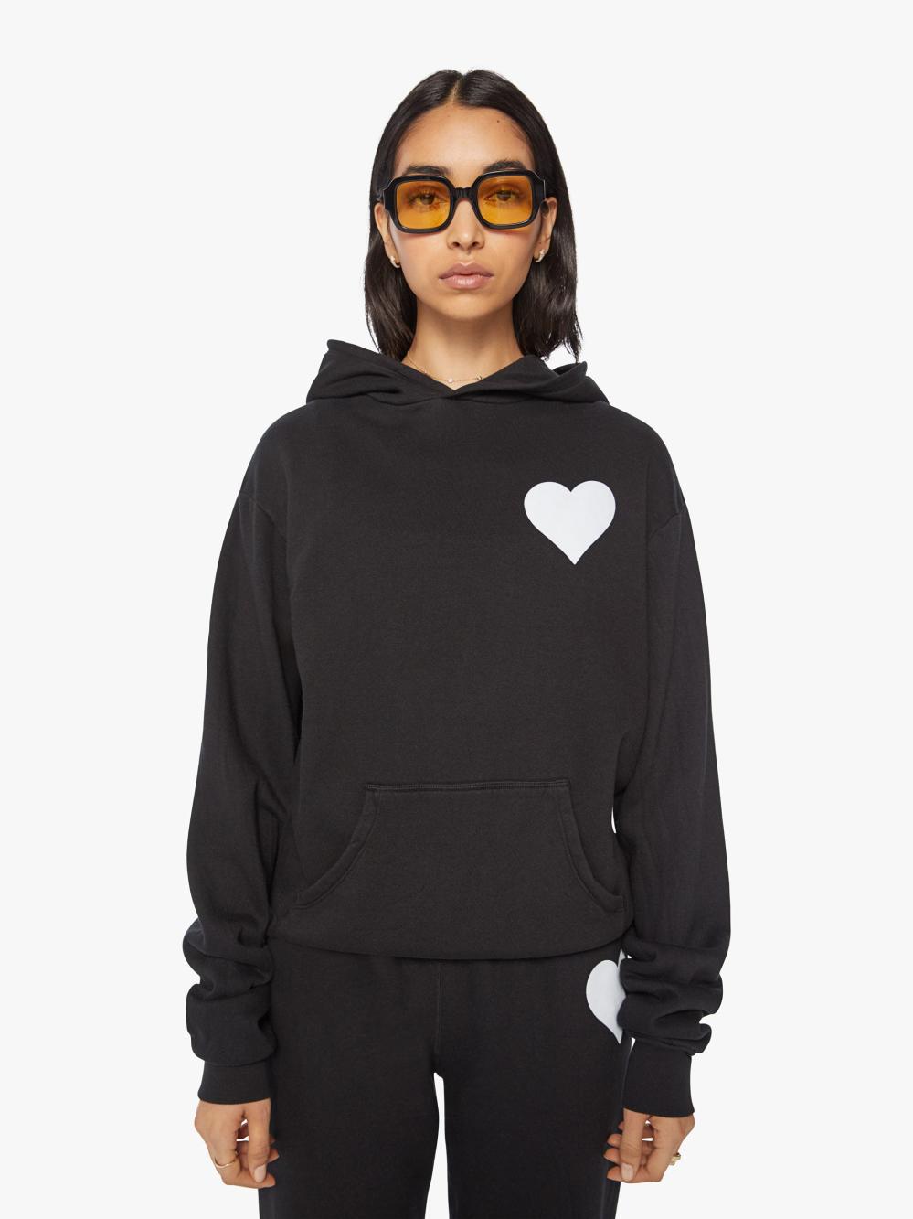 Women Sweatshirts | Mother Denim SPRWMN Heart Hoodie - Black