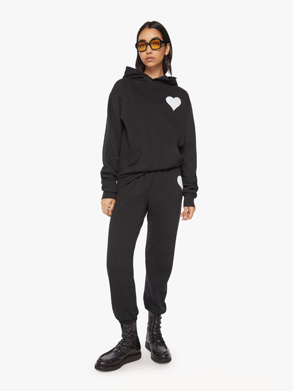 Women Sweatshirts | Mother Denim SPRWMN Heart Hoodie - Black