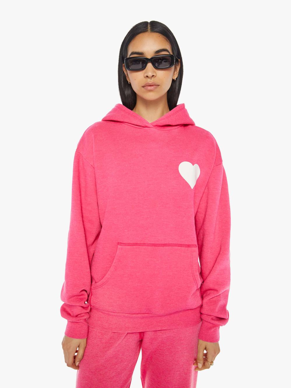 Women Sweatshirts | Mother Denim SPRWMN HEART HOODIE HOT PINK
