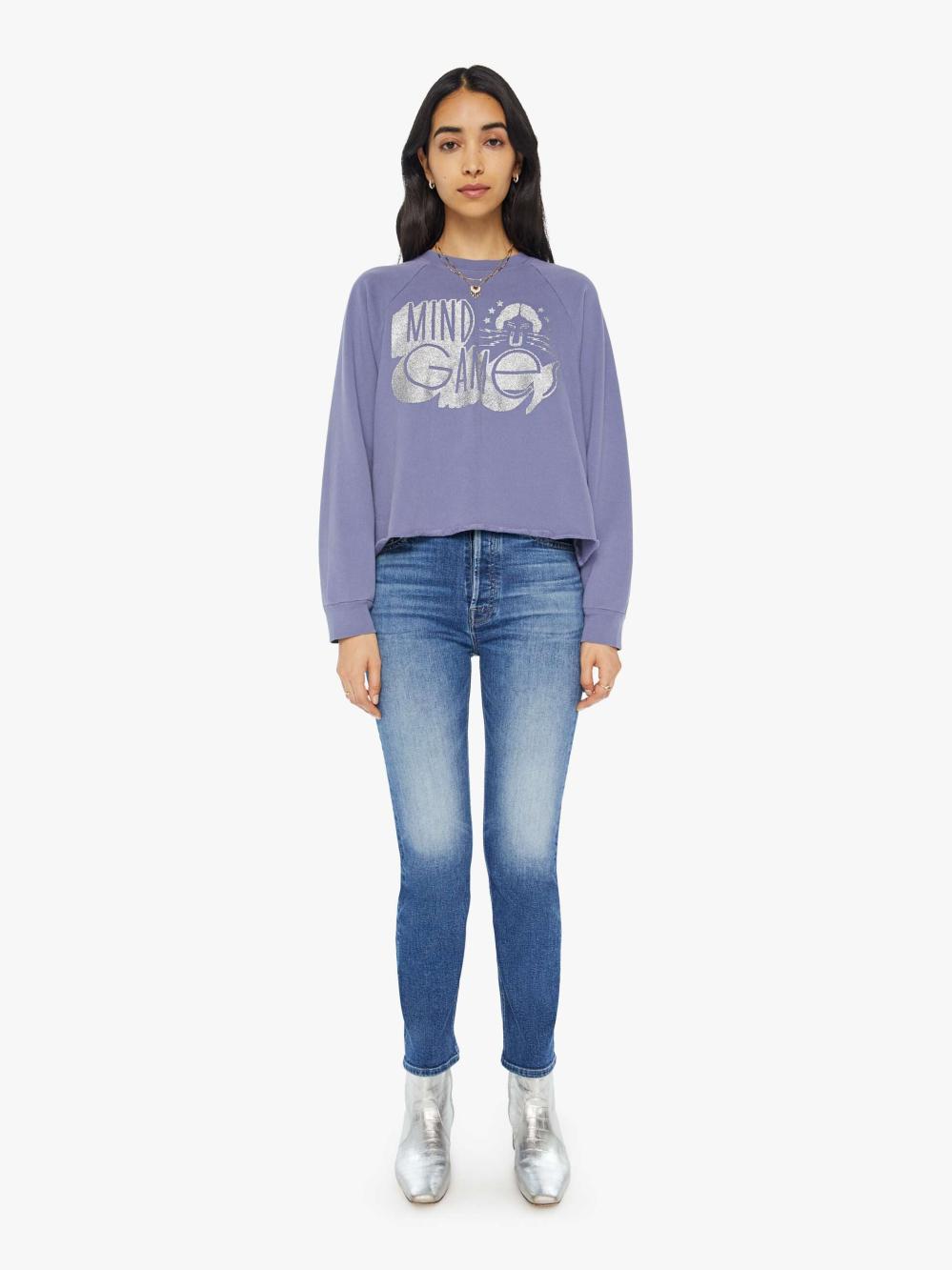 Women Sweatshirts | Mother Denim The Boost Crop Cut-Off - Mind Games