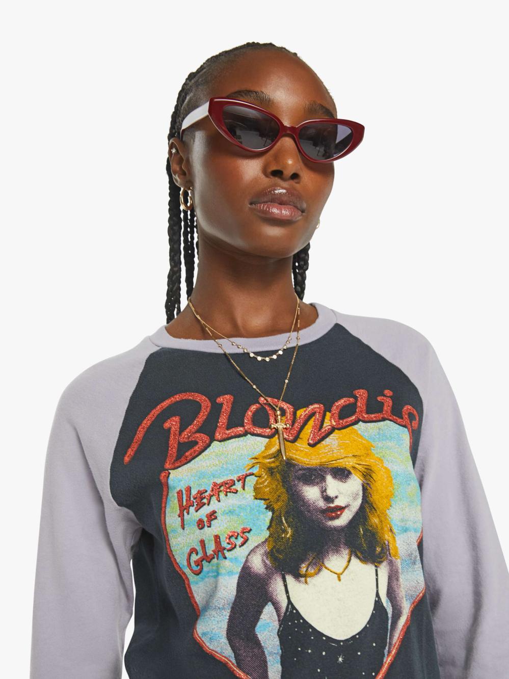 Women Tees / Tanks | Mother Denim MadeWorn Blondie Heart Of Glass Raglan - Coal