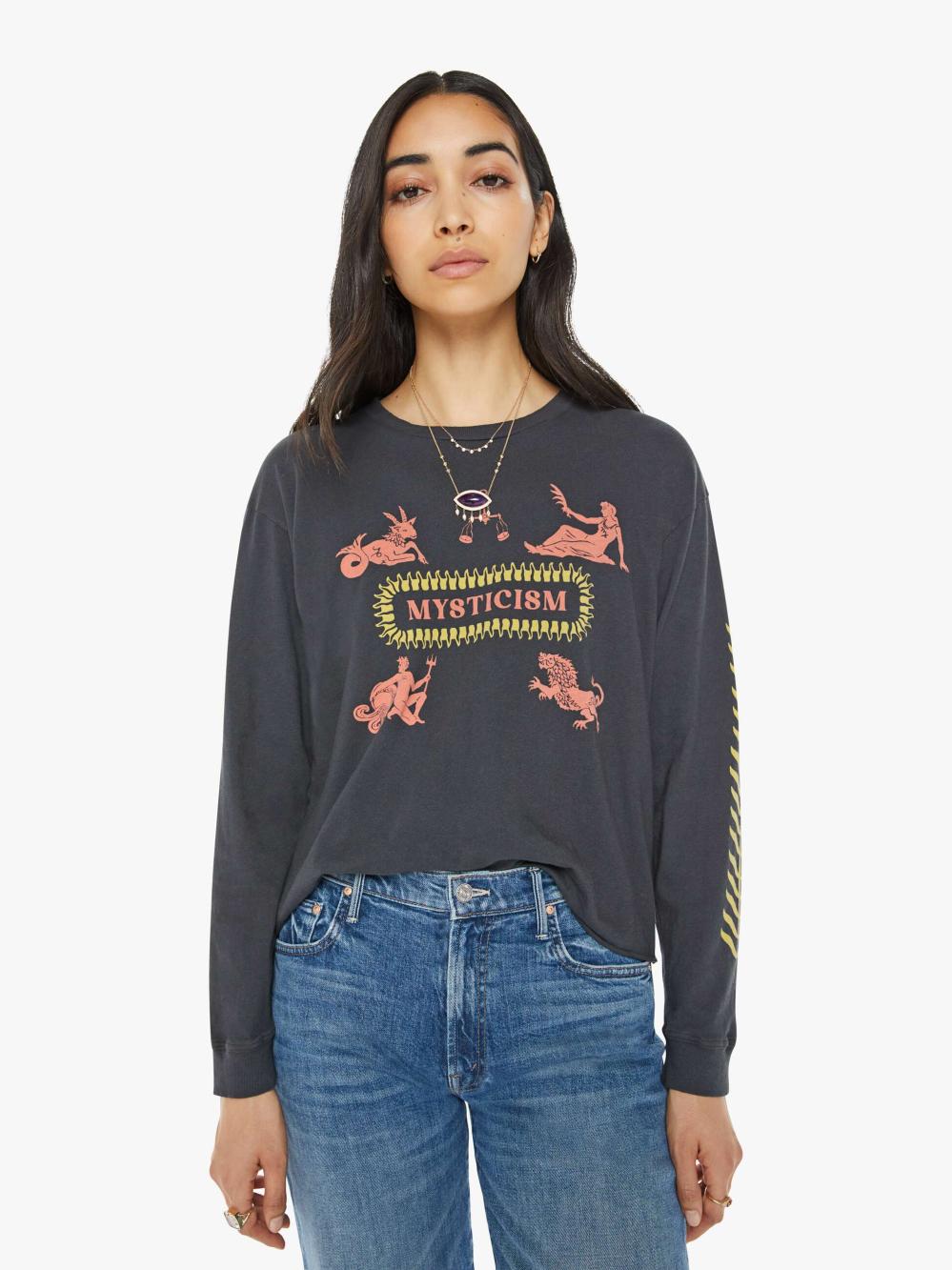 Women Tees / Tanks | Mother Denim The L/S Slouchy Cut Off - Mysticism