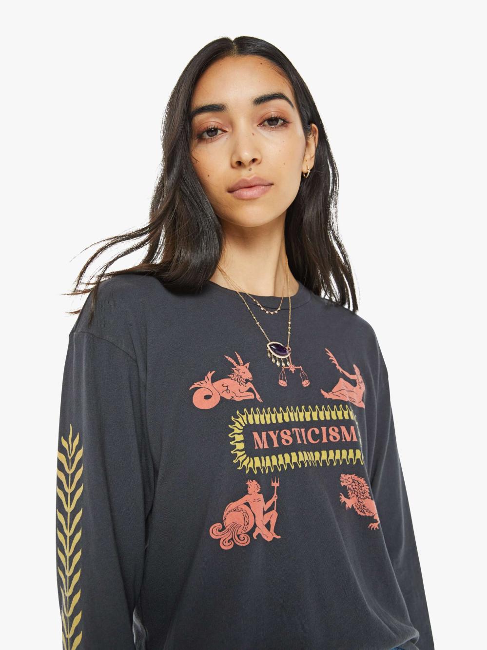 Women Tees / Tanks | Mother Denim The L/S Slouchy Cut Off - Mysticism