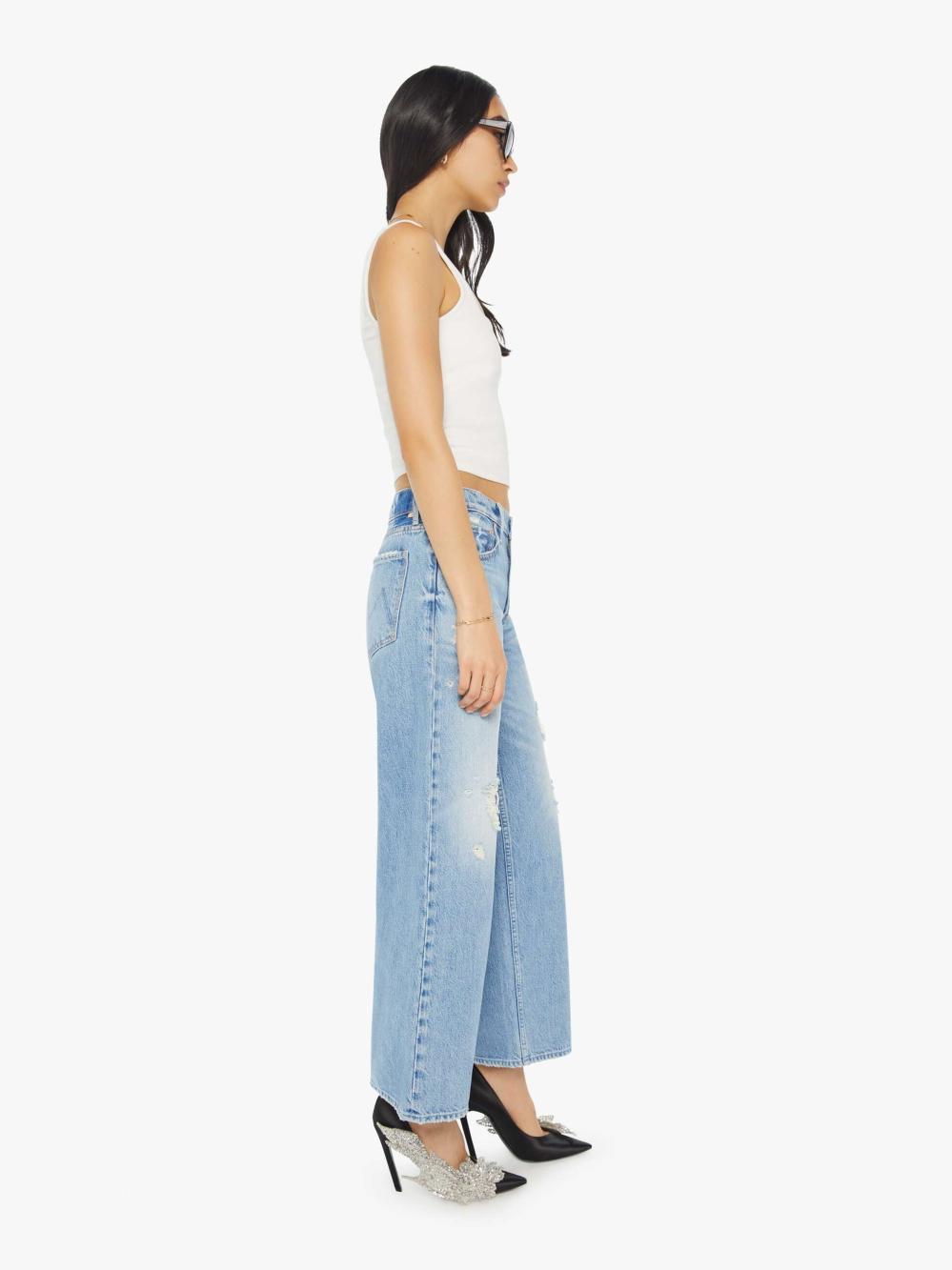 Women Wide Leg | Mother Denim The Down Low Spinner Hover - Holey Roller