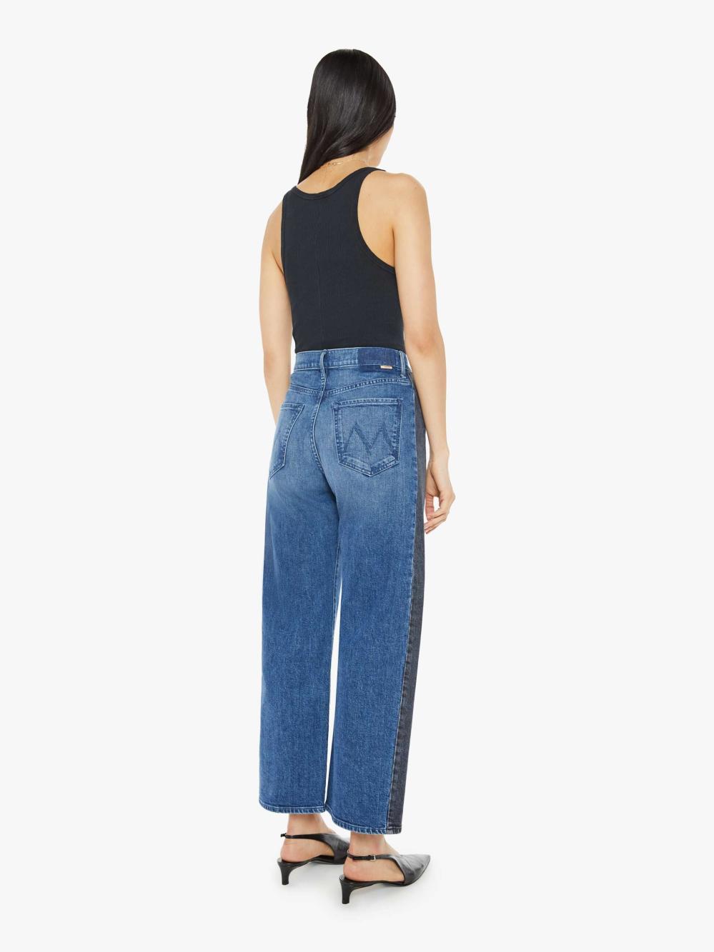 Women Wide Leg | Mother Denim The Half-Pipe Flood - Black And Blue