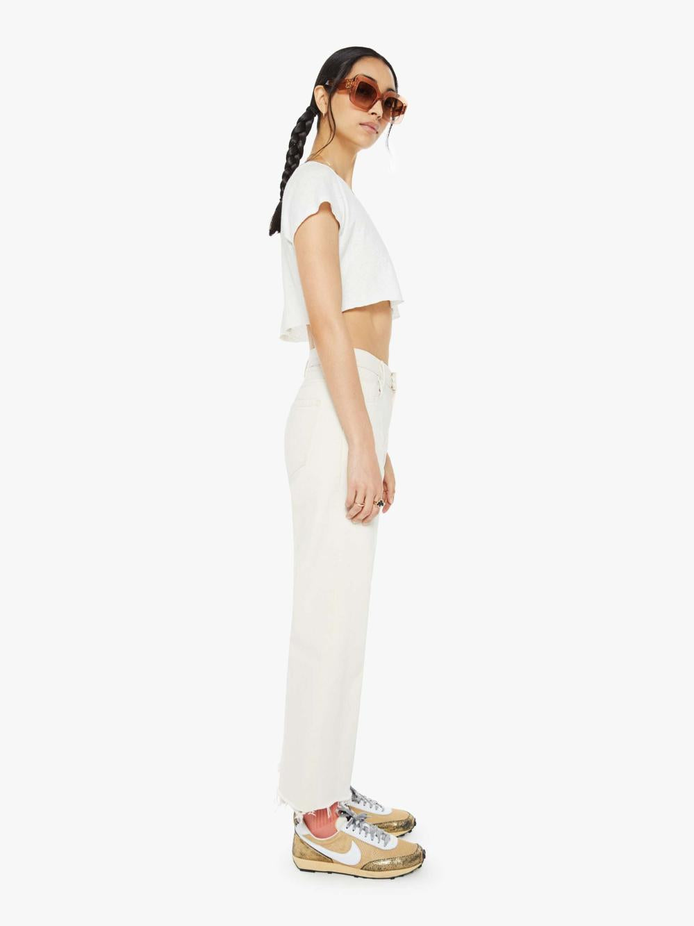 Women Wide Leg | Mother Denim The Mid Rise Maven Ankle Fray - Act Natural