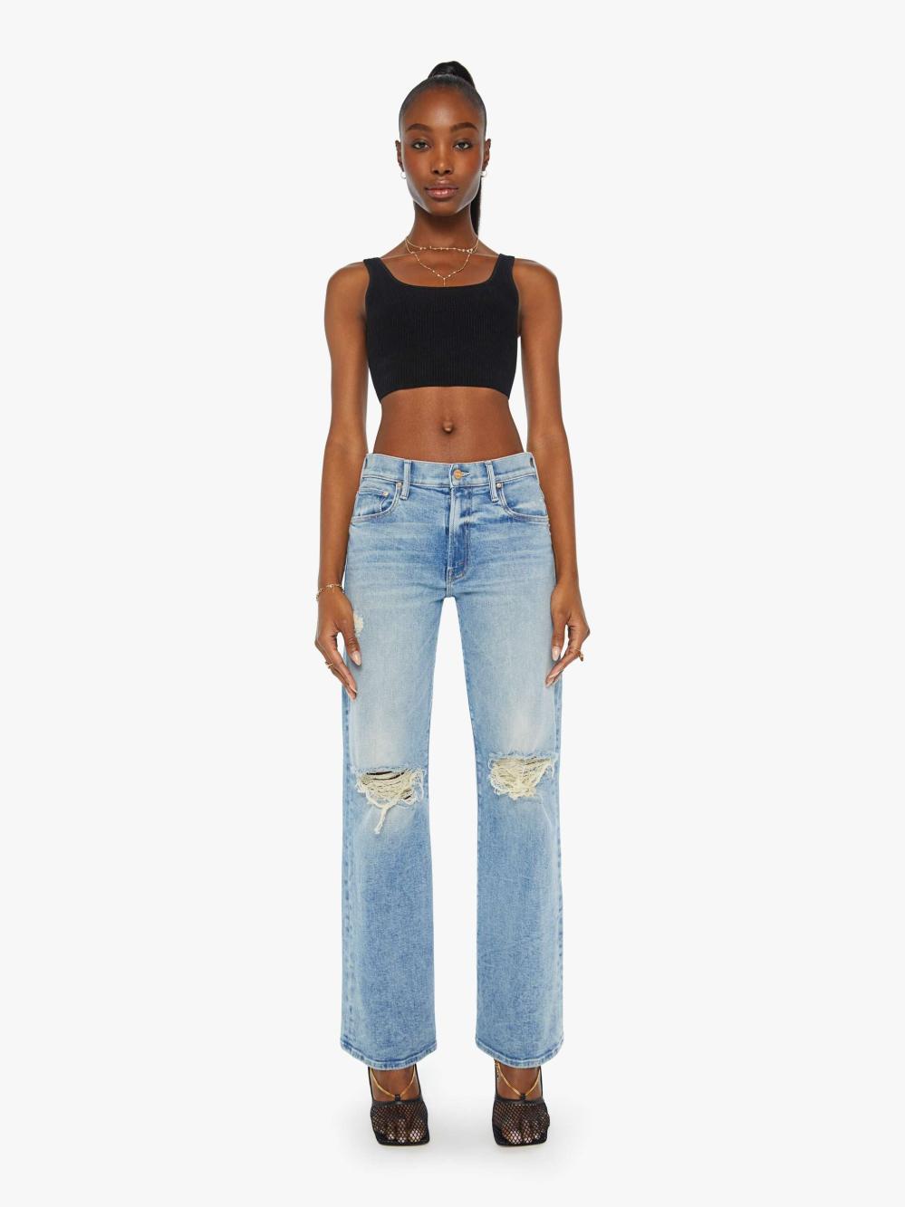 Women Wide Leg | Mother Denim The Mid Rise Maven Sneak - Peak-A-Boo