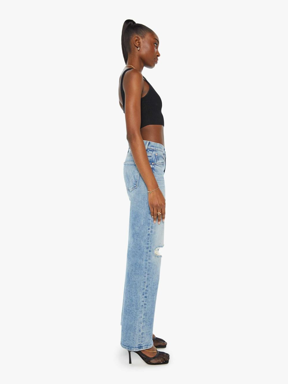 Women Wide Leg | Mother Denim The Mid Rise Maven Sneak - Peak-A-Boo