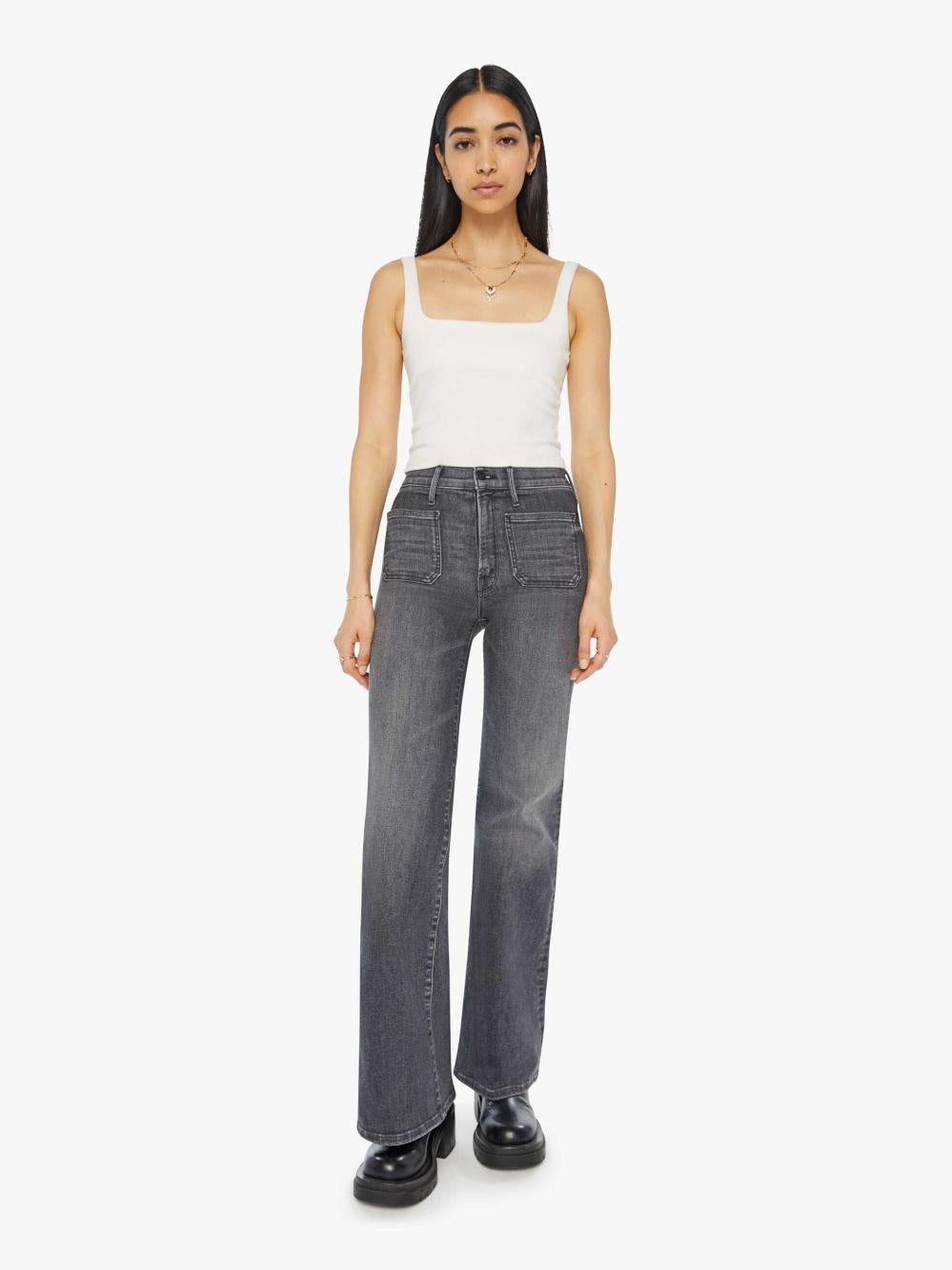 Women Wide Leg | Mother Denim The Patch Pocket Twister Sneak - Up In Smoke