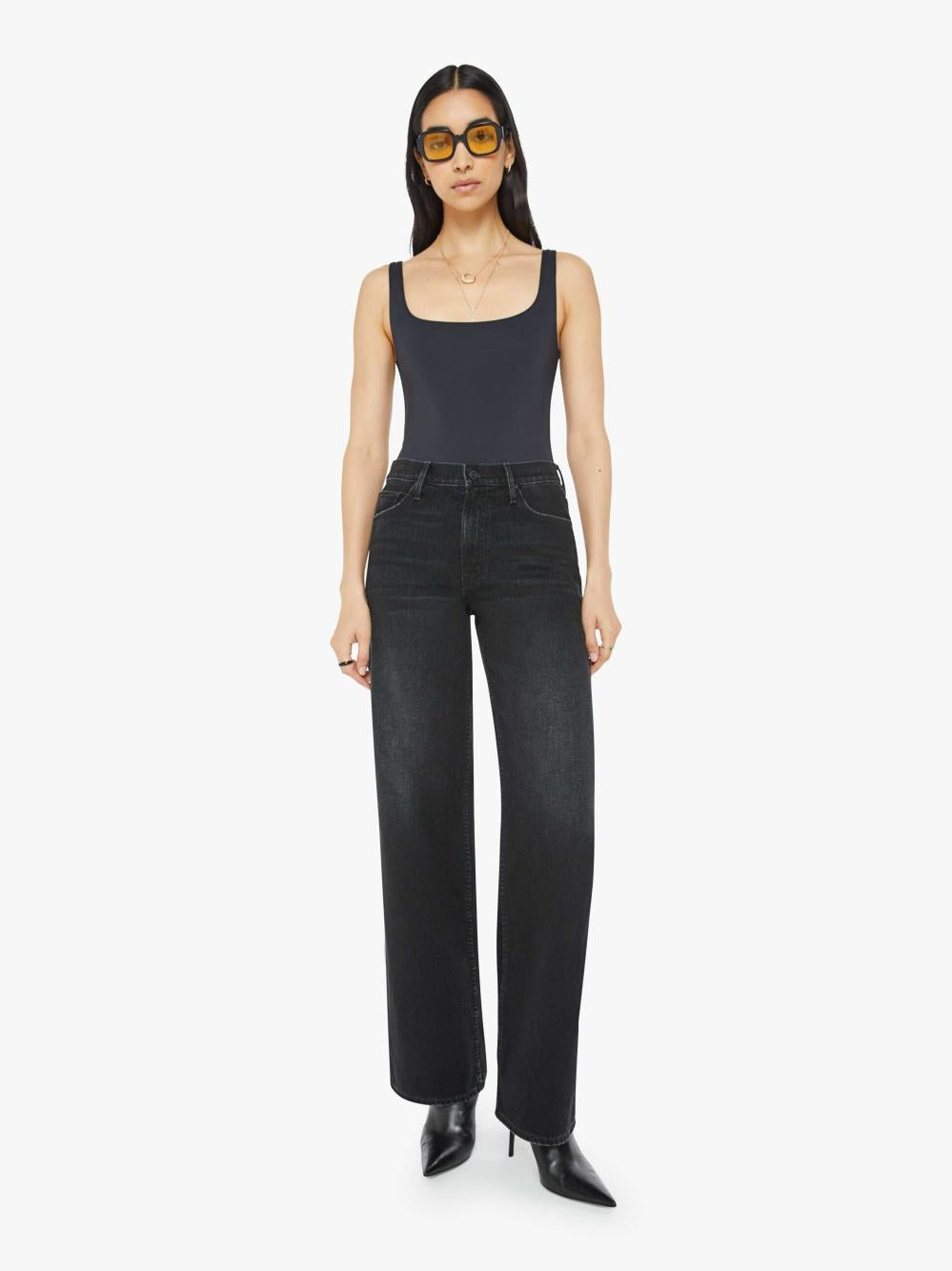 Women Wide Leg | Mother Denim The Spinner Zip Sneak - Black Magic